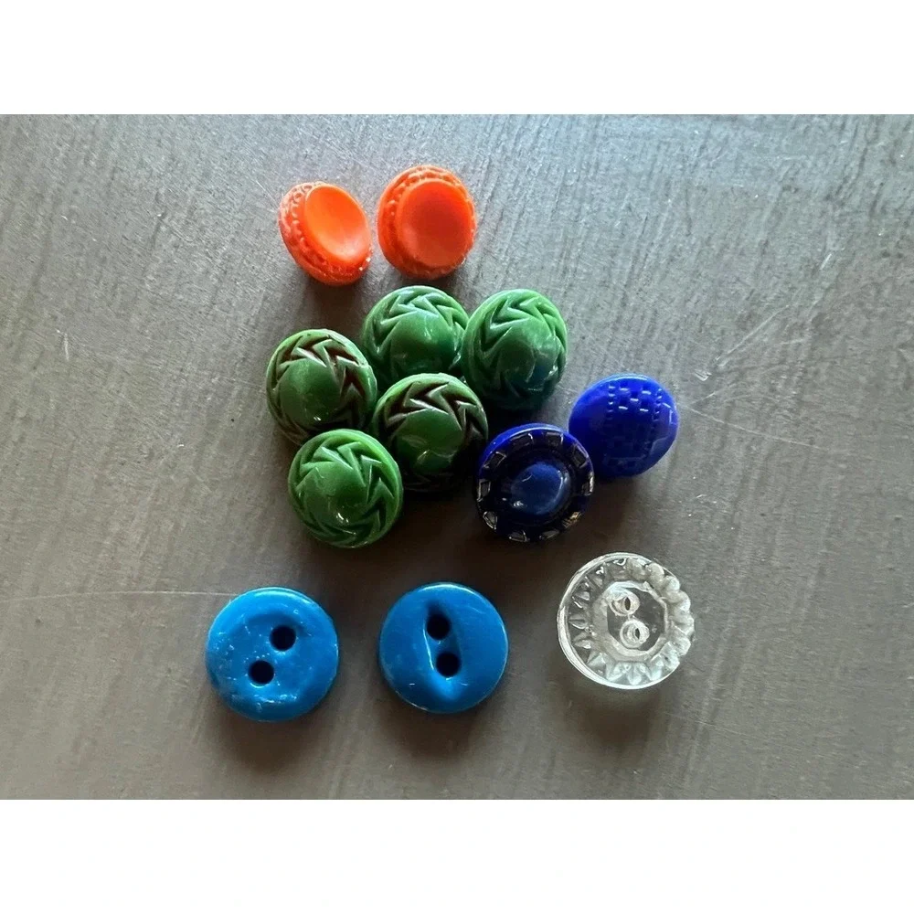 Vintage‎ Glass Buttons Lot 12pc Carved Art Deco Czech Retro Upcycled MCM Crafts